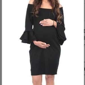 Belle Sleeve Off the Shoulder Maternity Dress